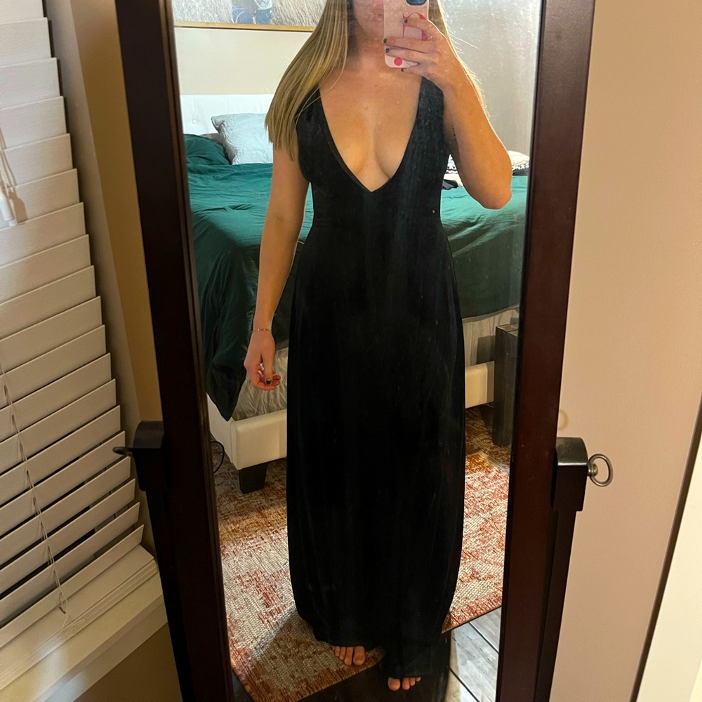 Low cut Long Velvet Dress